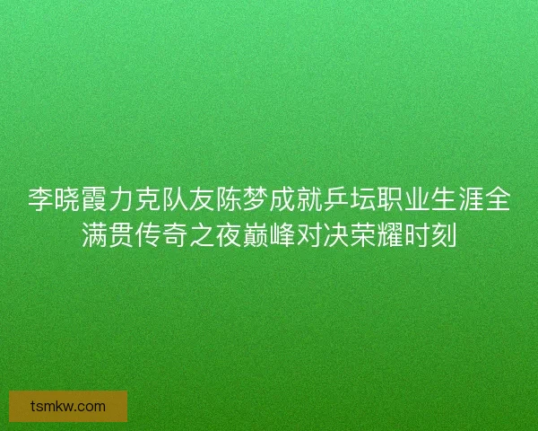 李晓霞力克队友陈梦成就乒坛职业生涯全满贯传奇之夜巅峰对决荣耀时刻