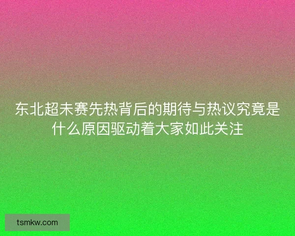 东北超未赛先热背后的期待与热议究竟是什么原因驱动着大家如此关注
